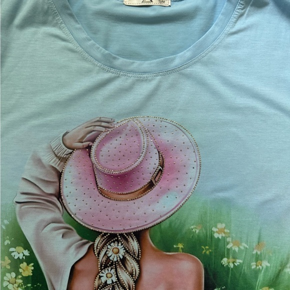 Blue Graphic Women's Top - Picture 2 of 4